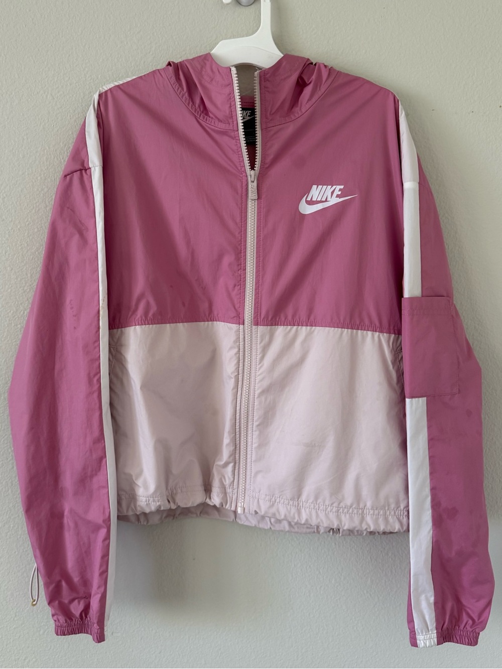 Nike Women’s Pink and Light Pink Colorblock windbreaker Jacket